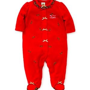 Little Me Baby Girls Holly Plaid Velour Footie, My First Christmas Red 6 Months